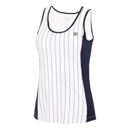 Débardeur - Sportswear - Femme - Dos fermé, motif à rayures - Nina - Blanc