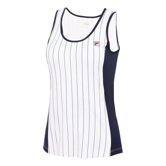 Débardeur - Sportswear - Femme - Dos fermé, motif à rayures - Nina - Blanc