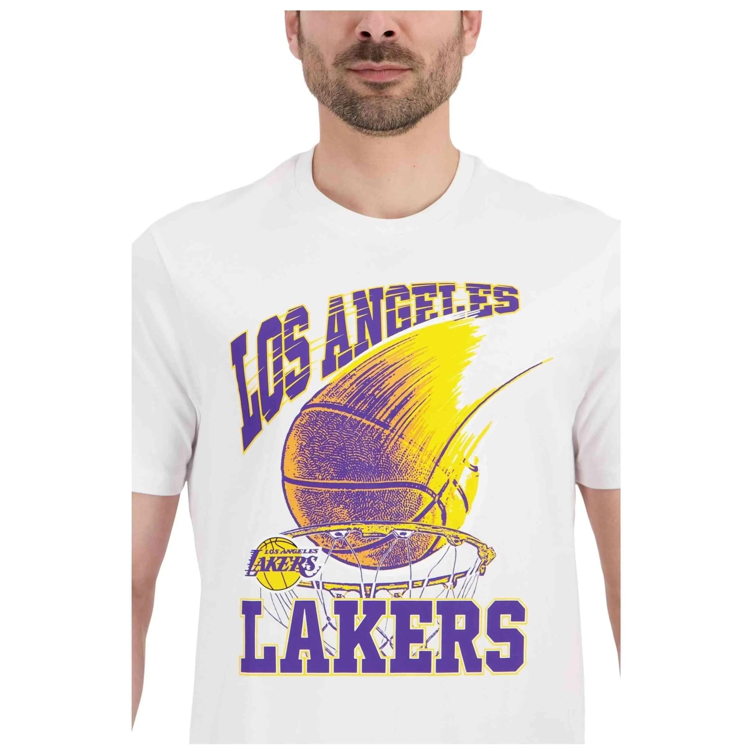 Maglia a maniche corte New Era modello Los Angeles Lakers NBA Ball Gr per uomini 4/5