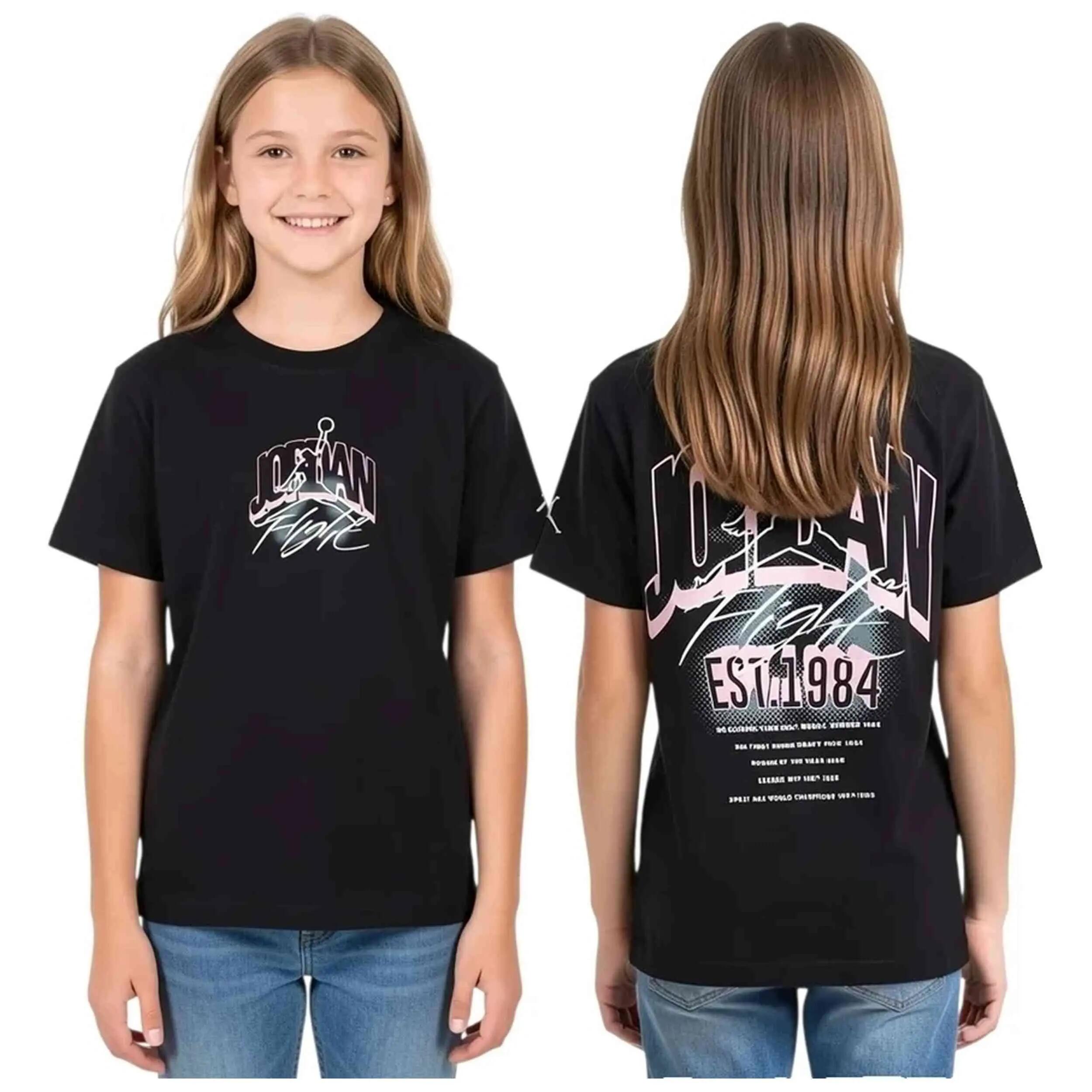 Camiseta de manga corta Jordan modelo MJ Back Stretch "Black" para niñas 3/5