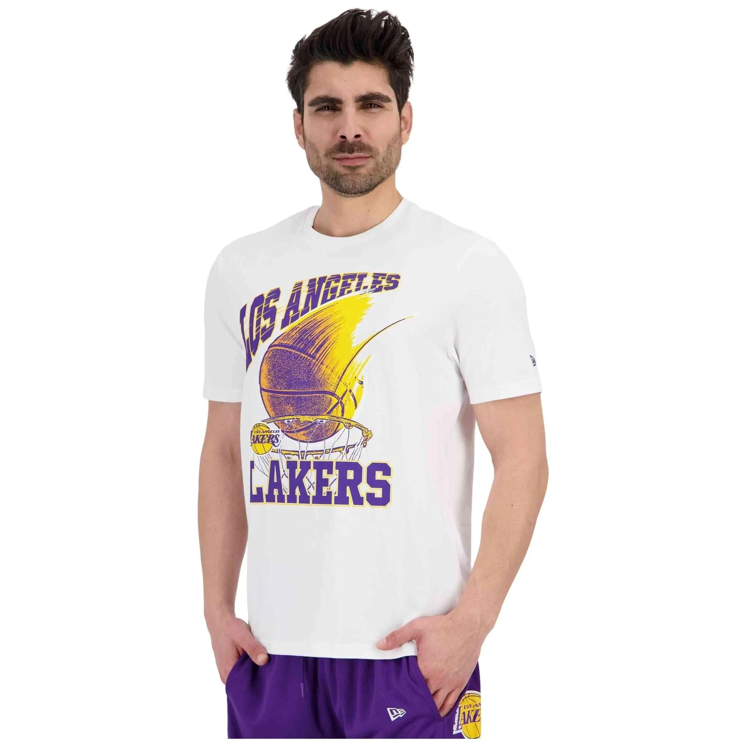 Maglia a maniche corte New Era modello Los Angeles Lakers NBA Ball Gr per uomini 3/5