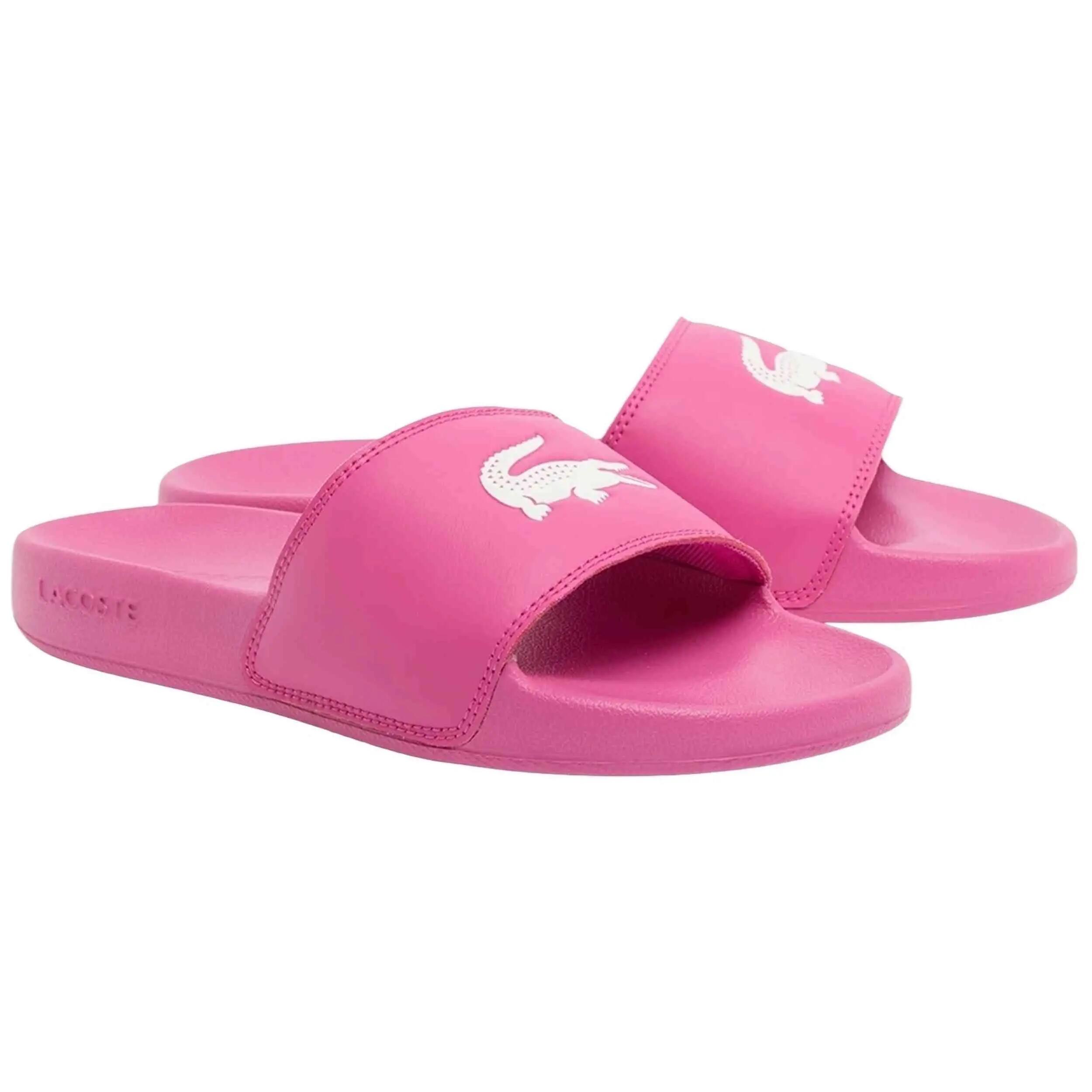 Chinelos Lacoste modelo Serve Slide 0.0 "PNK/WHT" para mulheres 2/5