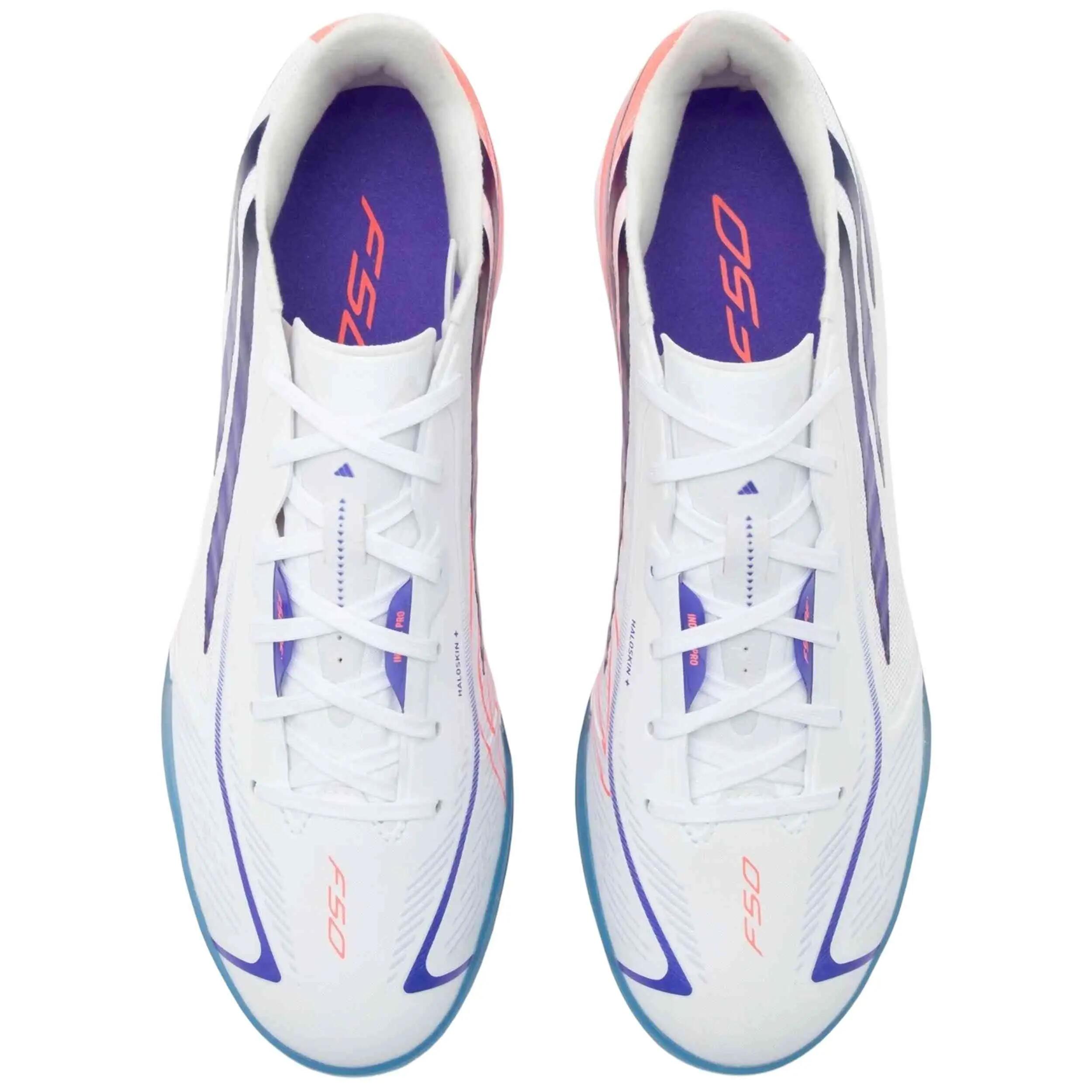 Chaussures de futsal Adidas modèle F50 Hyperfast Pro "FTWWHT/SOLPUR pour unisexe 4/5