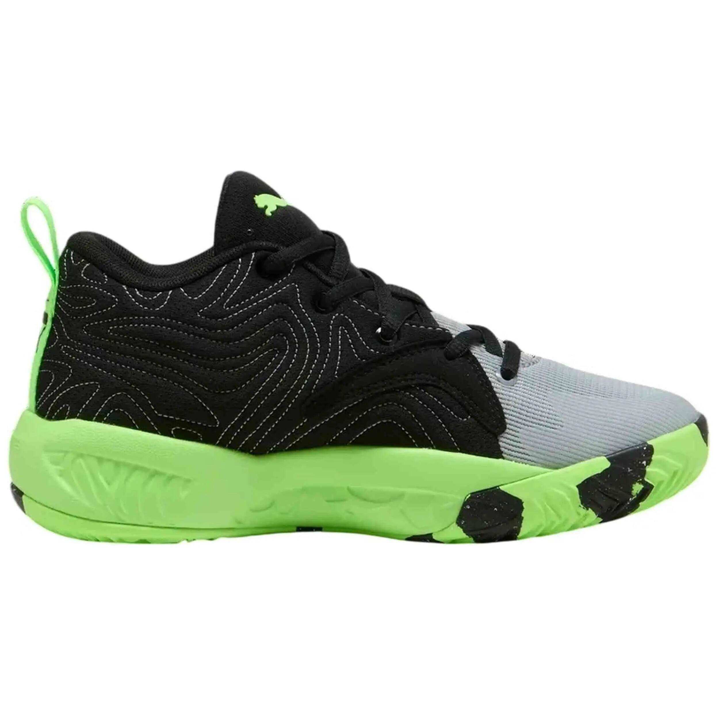 Basketbalschoenen Puma model Court Pro 3 Jr "Black-Green-Gra voor unisex jongens 3/5