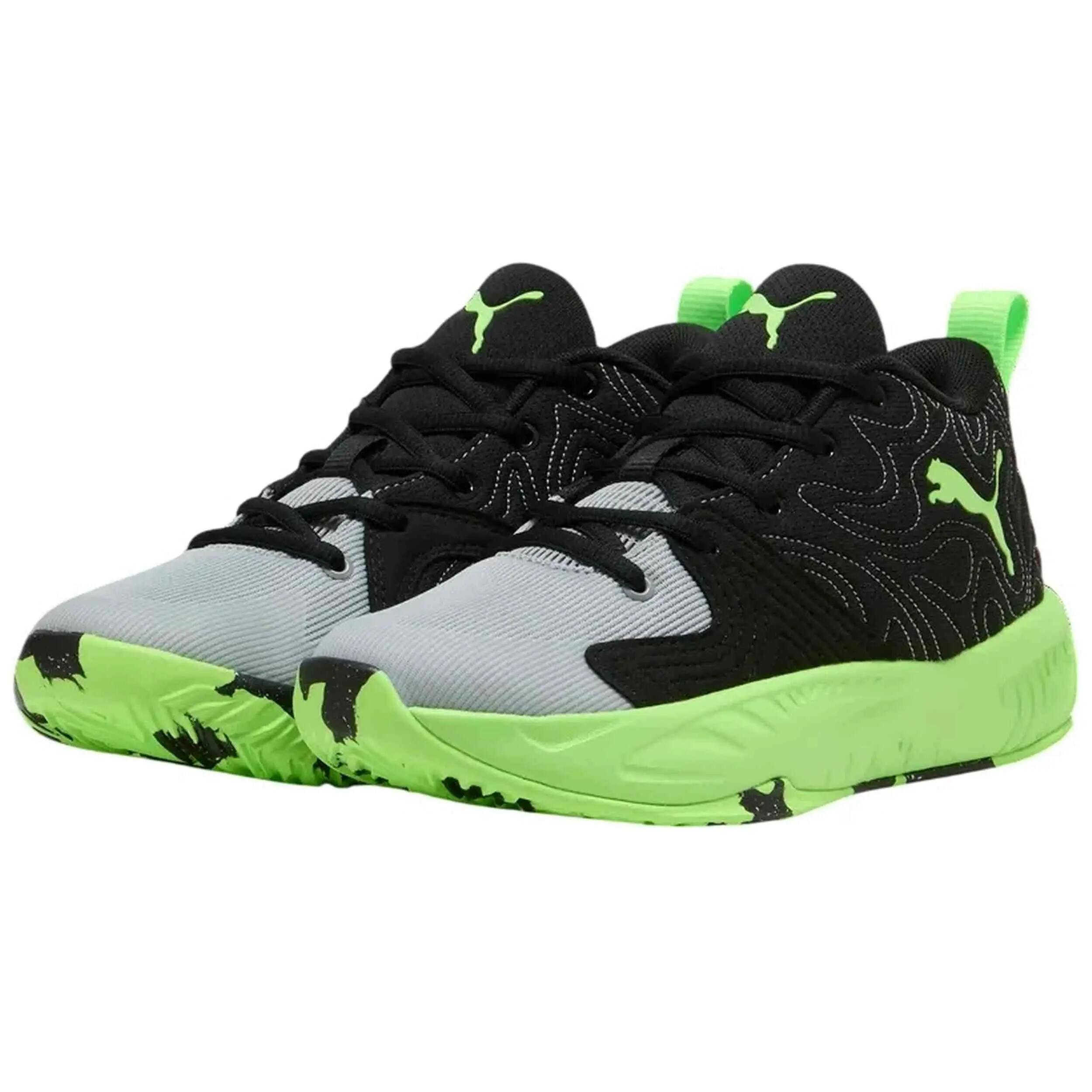 Basketbalschoenen Puma model Court Pro 3 Jr "Black-Green-Gra voor unisex jongens 2/5
