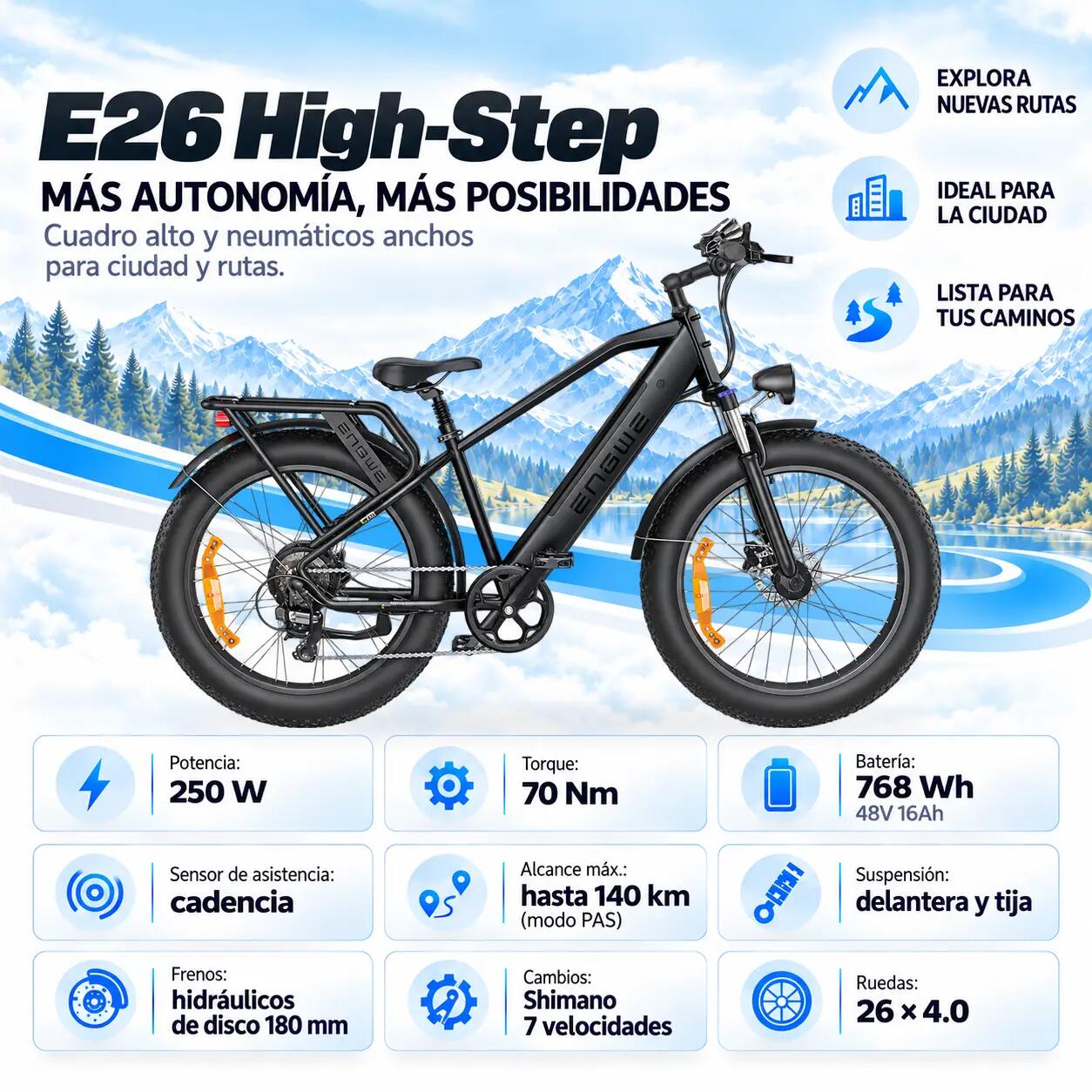 E26 HS trekking fatbike 768 Wh 6/7