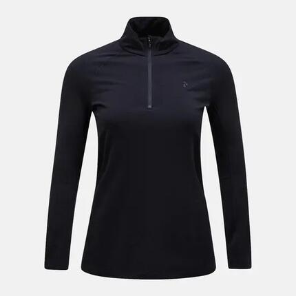 Sweatshirt femme - Sport - Demi-zip - Capuche - Noir