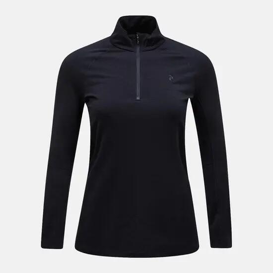 Sweatshirt femme - Sport - Demi-zip - Capuche - Noir