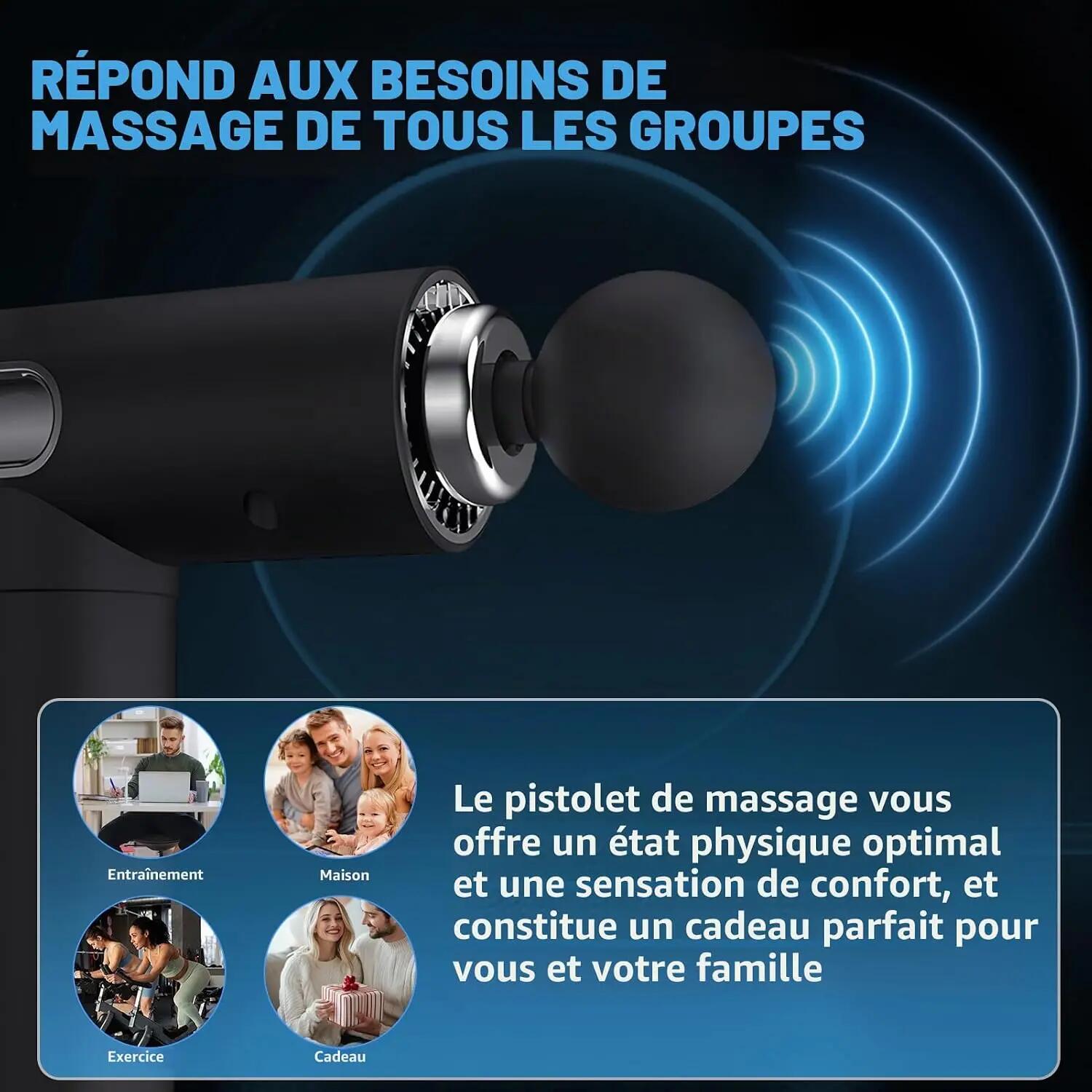 Pistolet De Massage, Masser les muscles, Appareil de Masseur de Muscle Profond 6/6