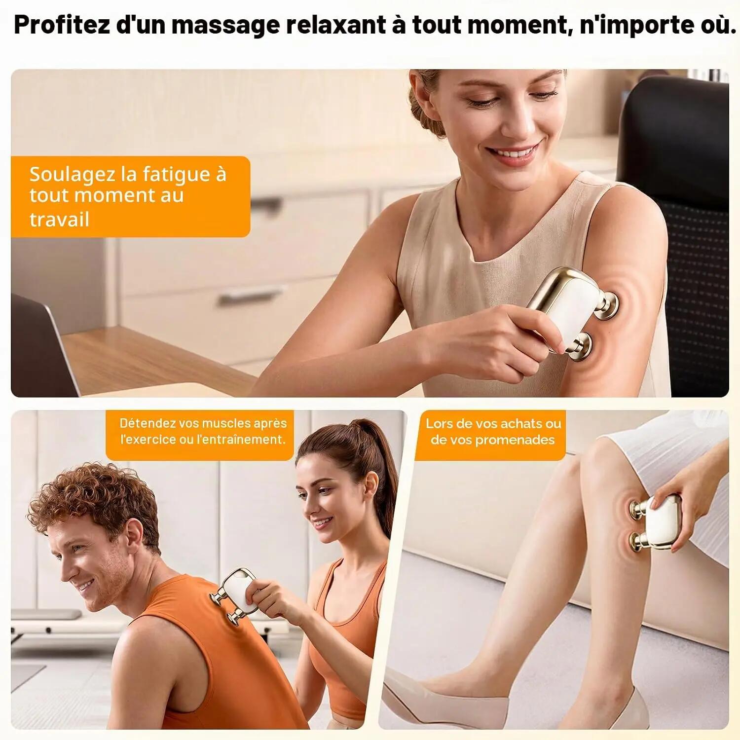 Mini Pistolet de Massage Sportif Portable, Compact Muscle Massager, pour 4/6