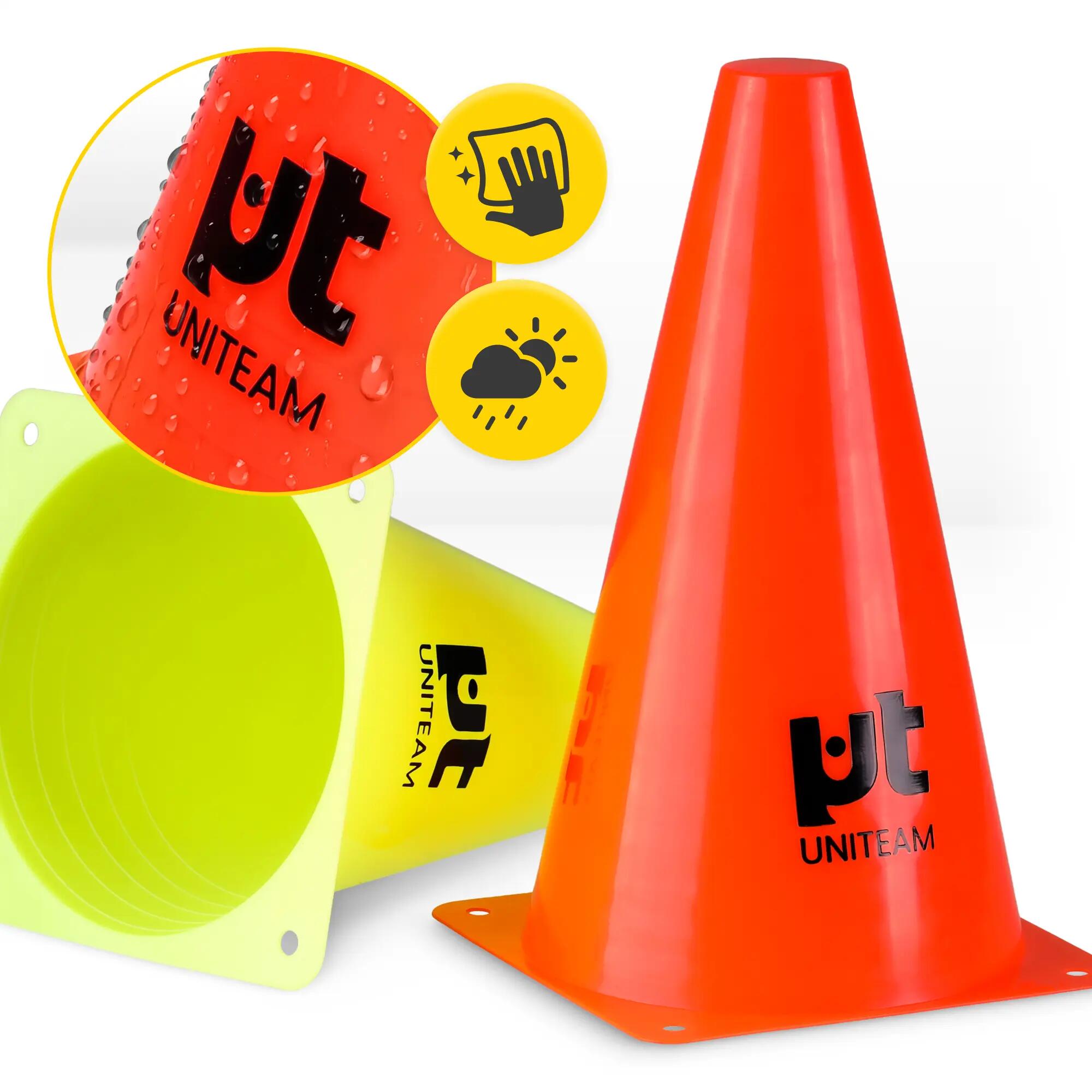 Pachołki treningowe do piłki nożnej 10 sztuk stożki piłkarskie 23 cm UNITEAM 6/13