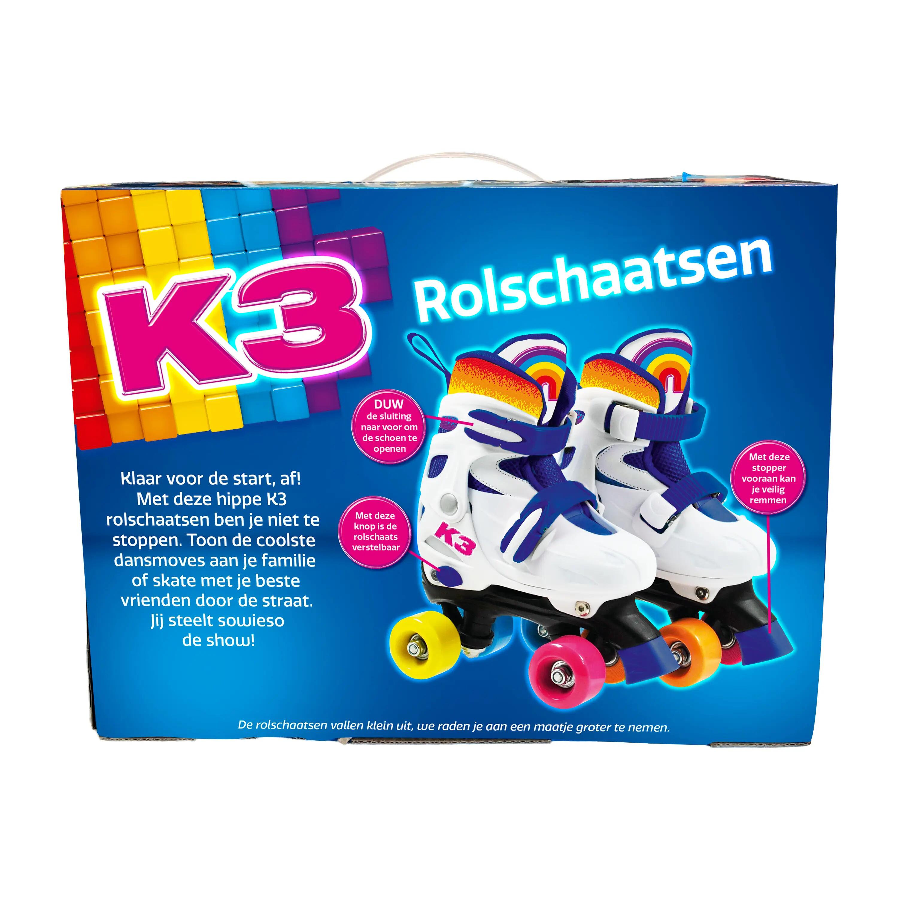 K3 - Patins à roulettes - 30/33 - Réglables - Frein - Blanc - Roues colorées 6/6