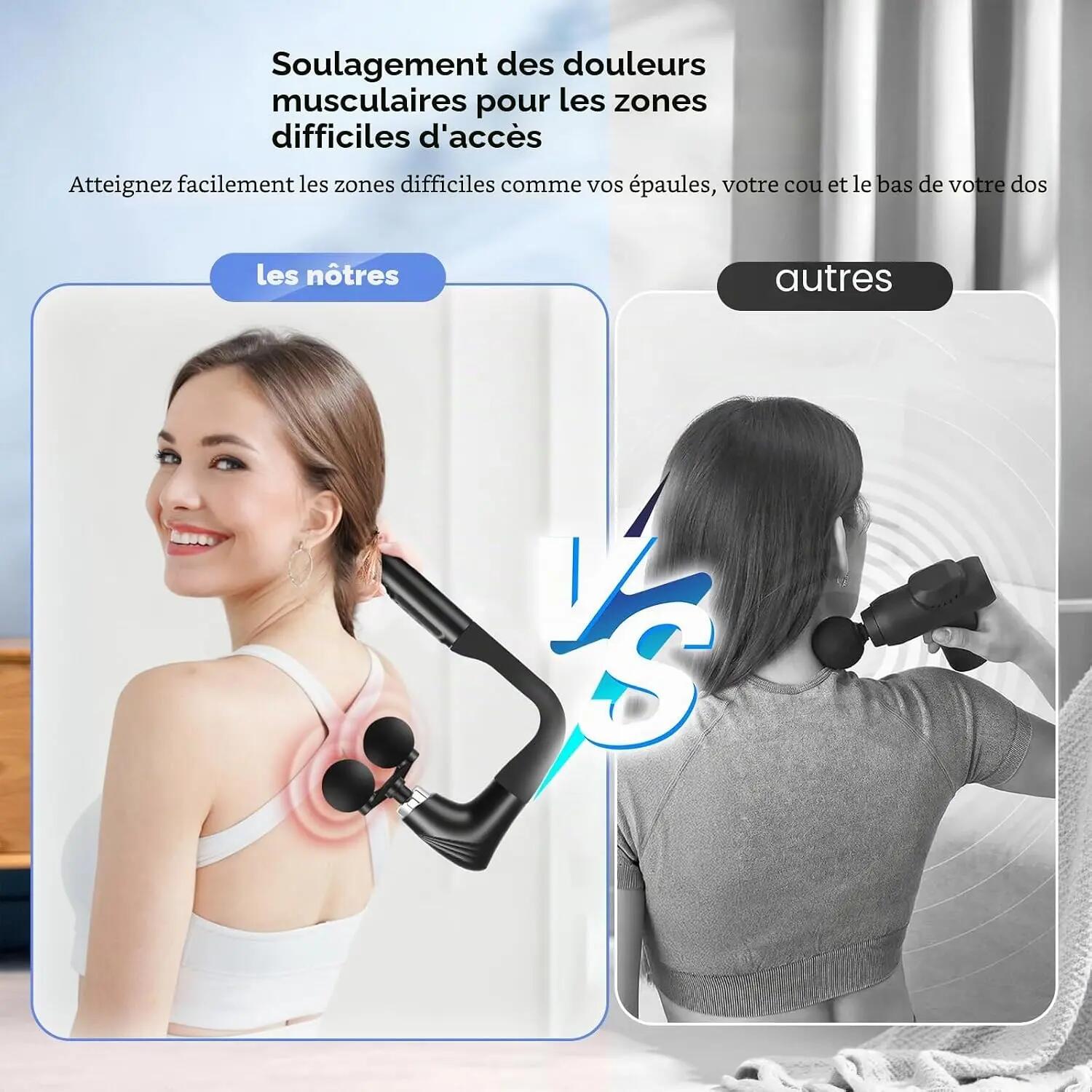 Pistolet de Massage Double Tête avec Manche U Allongé, 12 Vitesses, Appareil 4/6