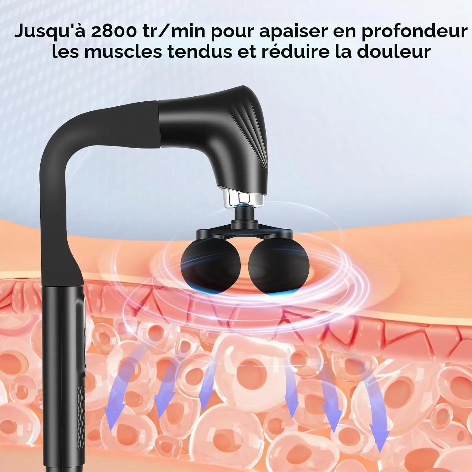 Pistolet de Massage Double Tête avec Manche U Allongé, 12 Vitesses, Appareil 2/6