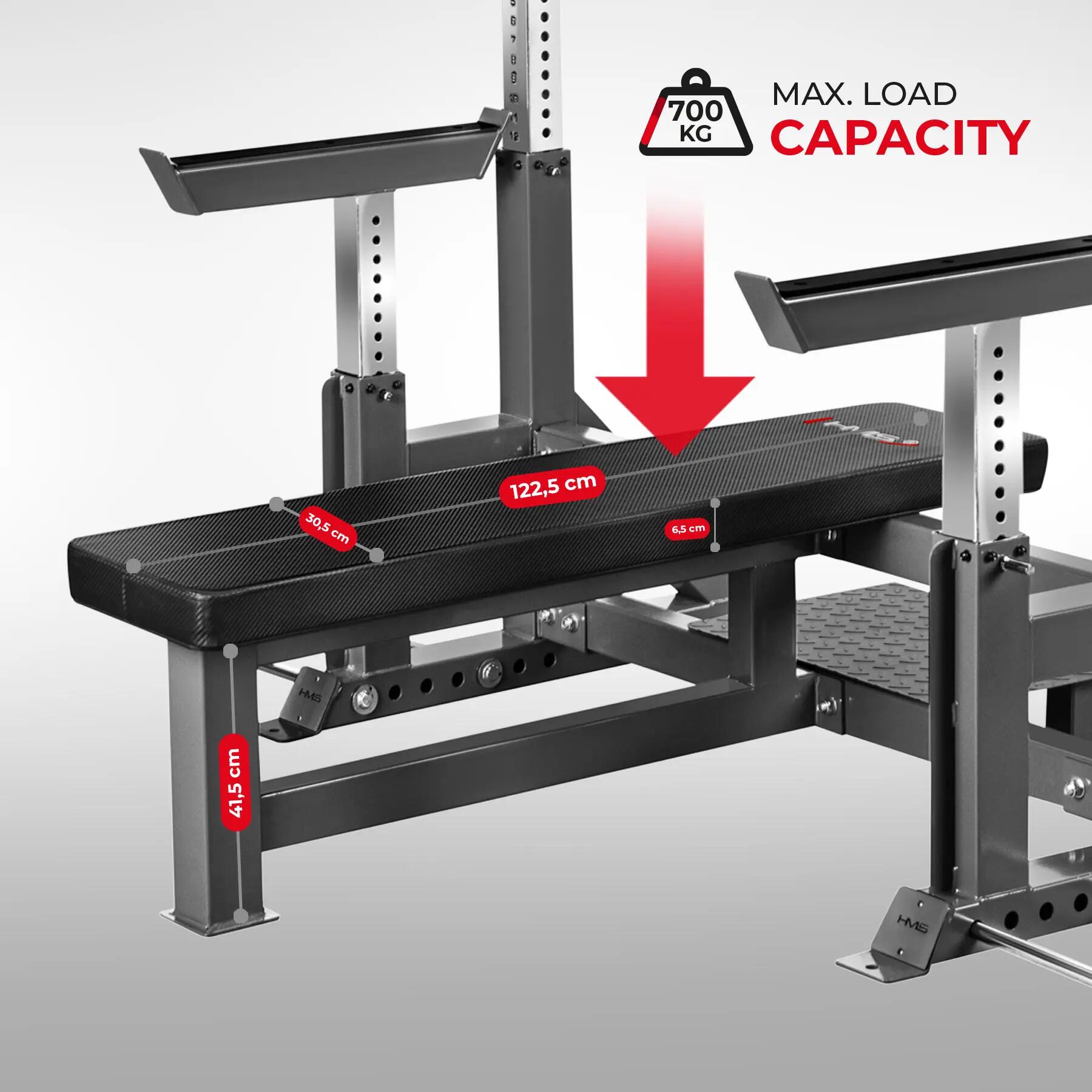 Banc de musculation avec supports pour haltères HMS LS6803, jusqu'à 700 kg 5/10