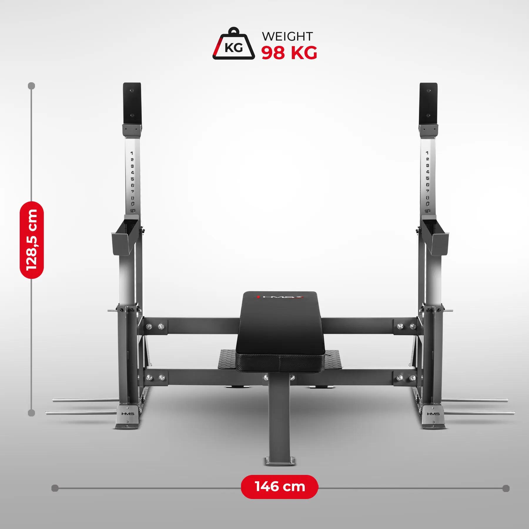 Banc de musculation avec supports pour haltères HMS LS6803, jusqu'à 700 kg 4/10