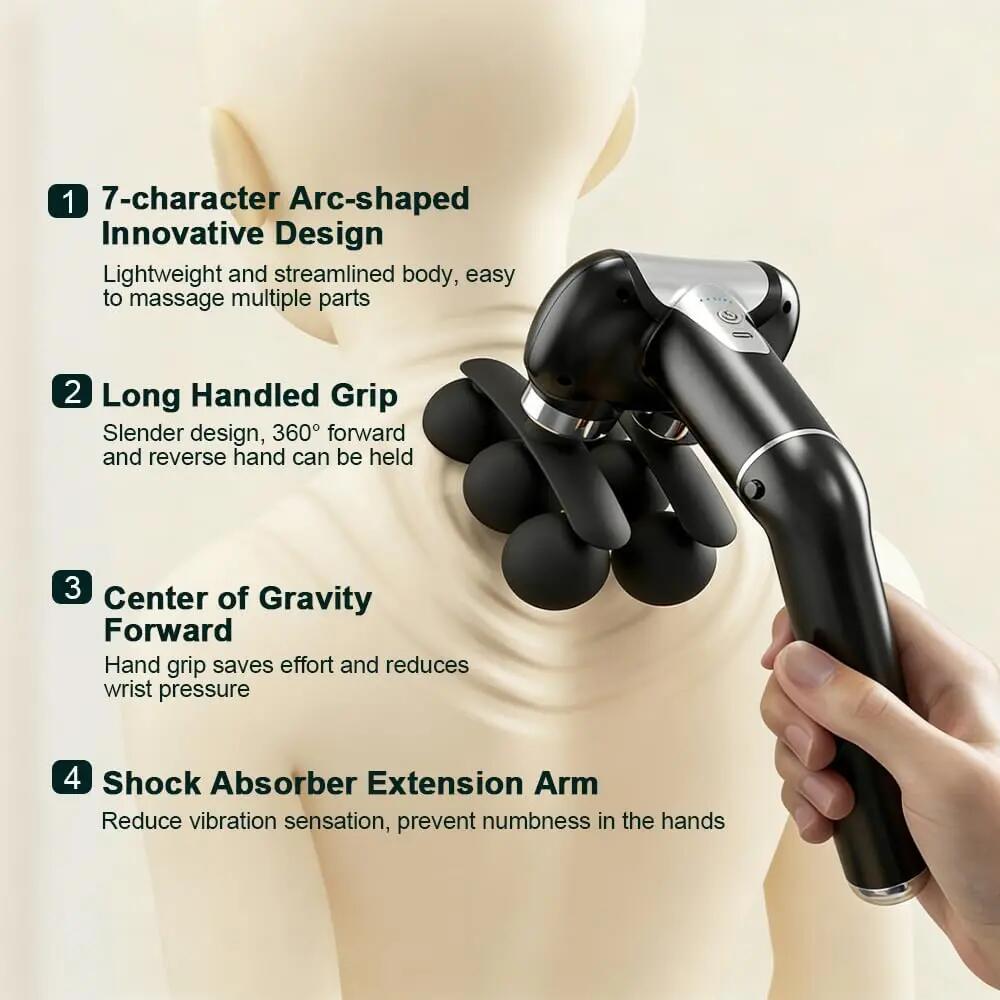 Appareil de massage à double tête, pistolet de massage à impact amovible avec 4/7
