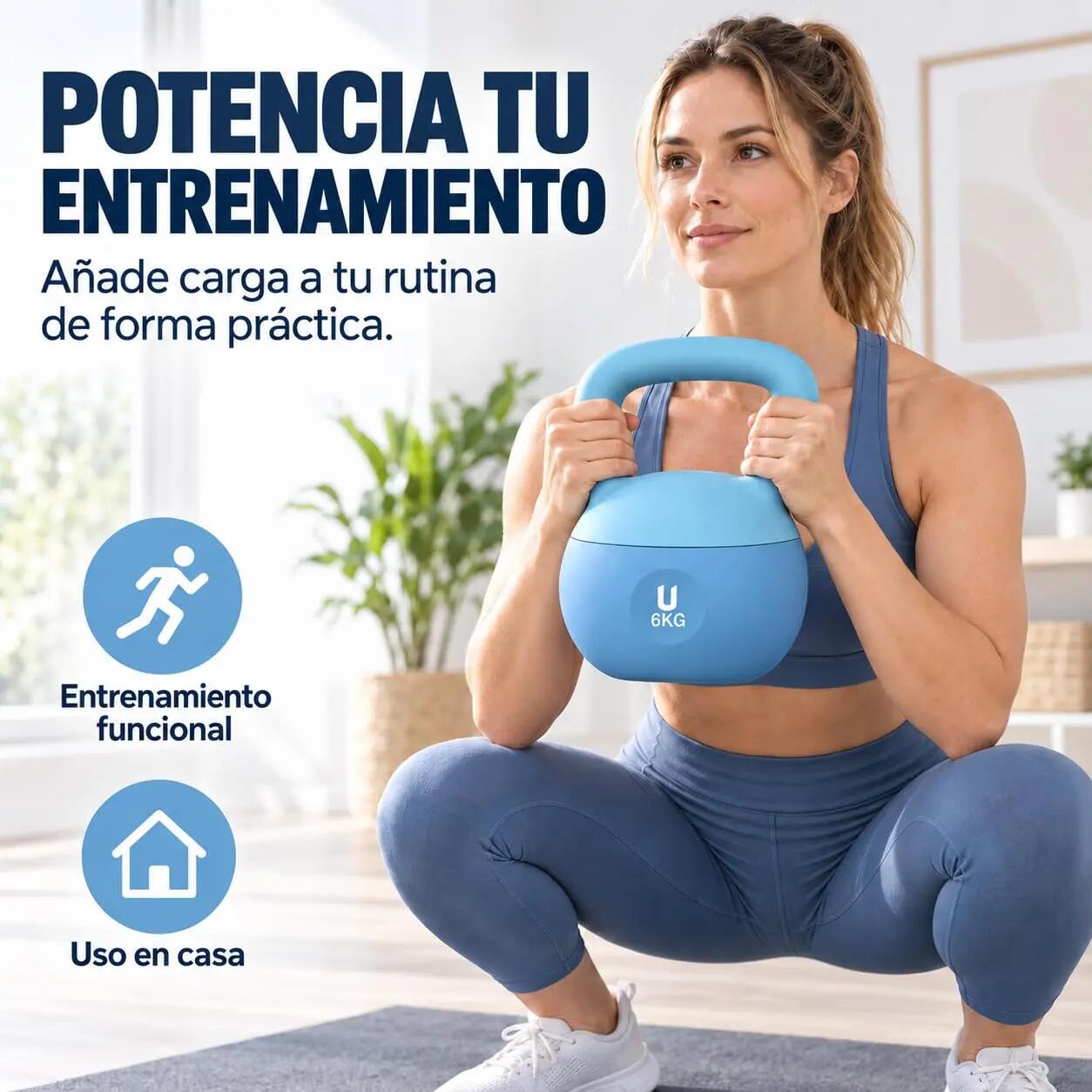 Unycos Nova Kettlebells 6 kgs Azul claro 3/9