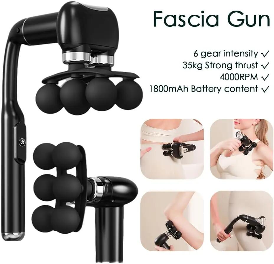 Appareil de massage à double tête, pistolet de massage à impact amovible avec 2/7
