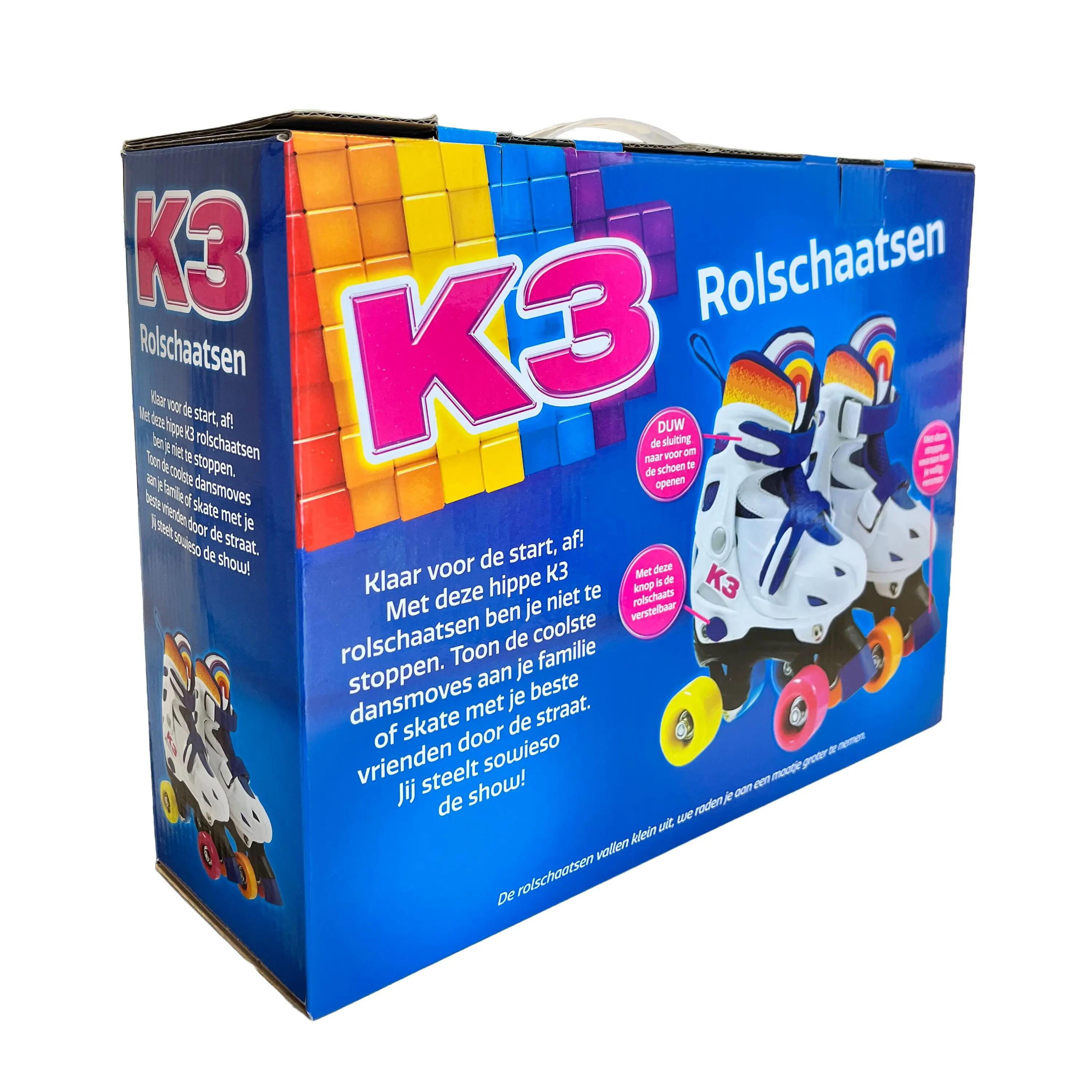 K3 - Rolschaatsen - Maat 26/29 - Verstelbaar - Stopper - Wit - 4 kleuren 3/4