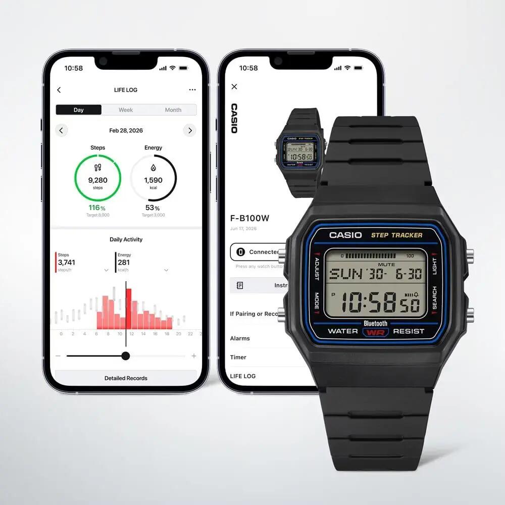 Casio Digital Uhr Schwarz/LCD F-B100W-1AEF 5/6