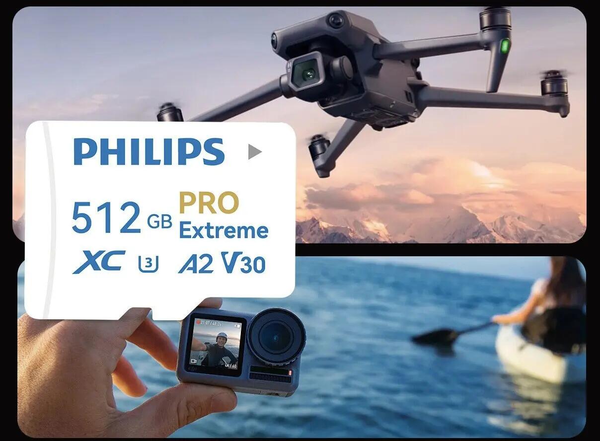 Carte micro SD Philips A2 512Go haute vitesse pour drone, caméra d'action et das 2/2