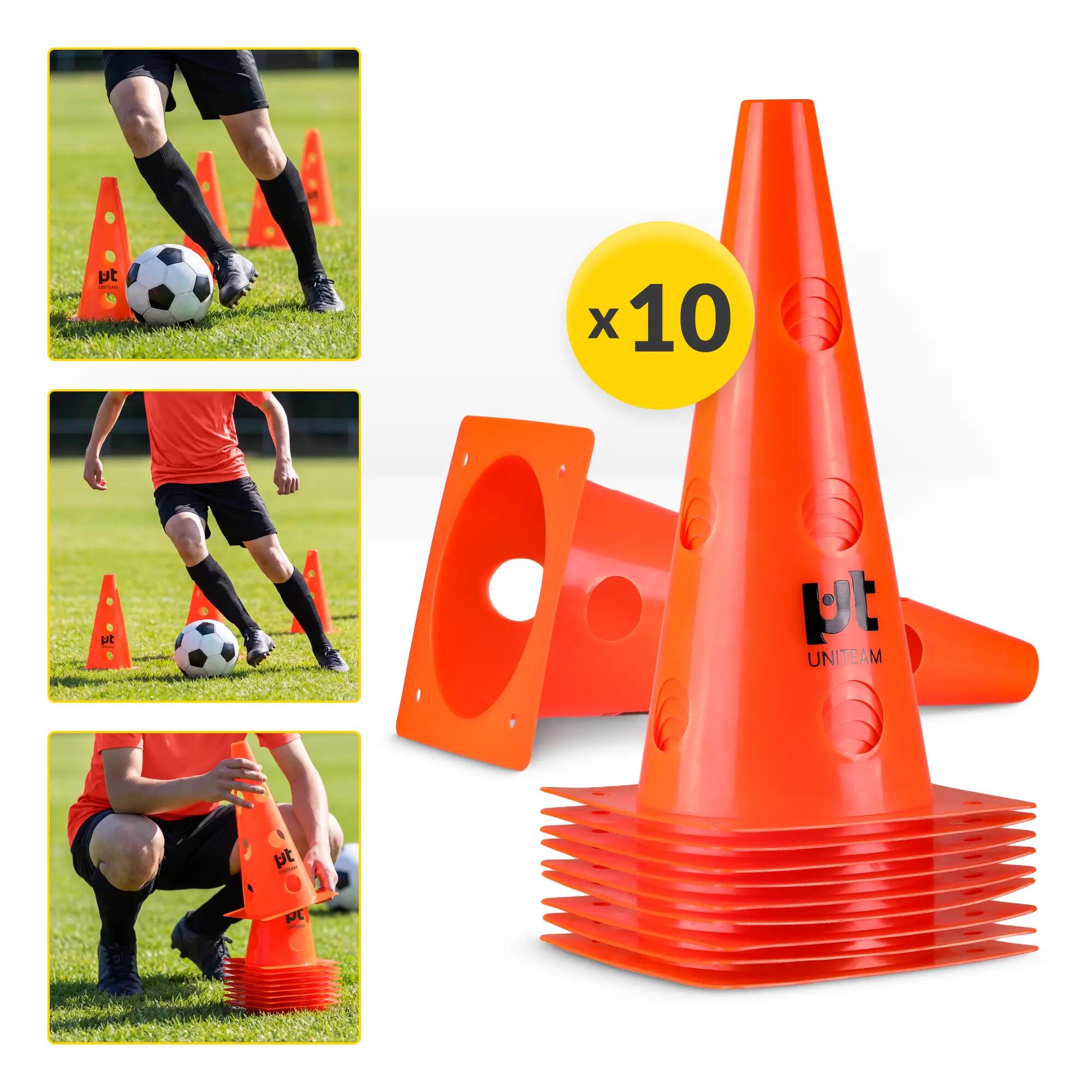 Pachołki treningowe do piłki nożej z otworami 10 sztuk 32 cm UNITEAM 6/14