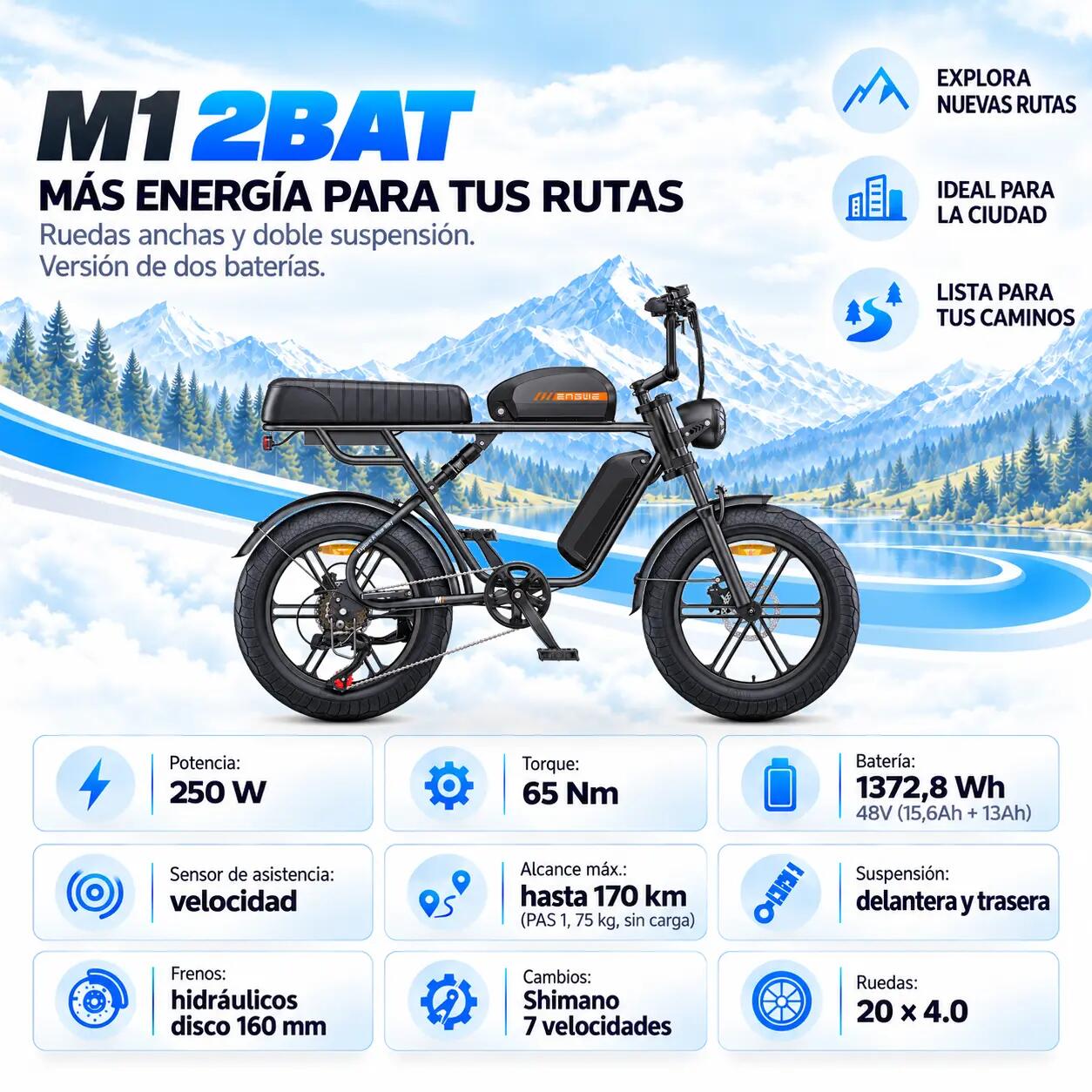 M1 2BAT Stadtrad Fatbike 1370 Wh 6/7