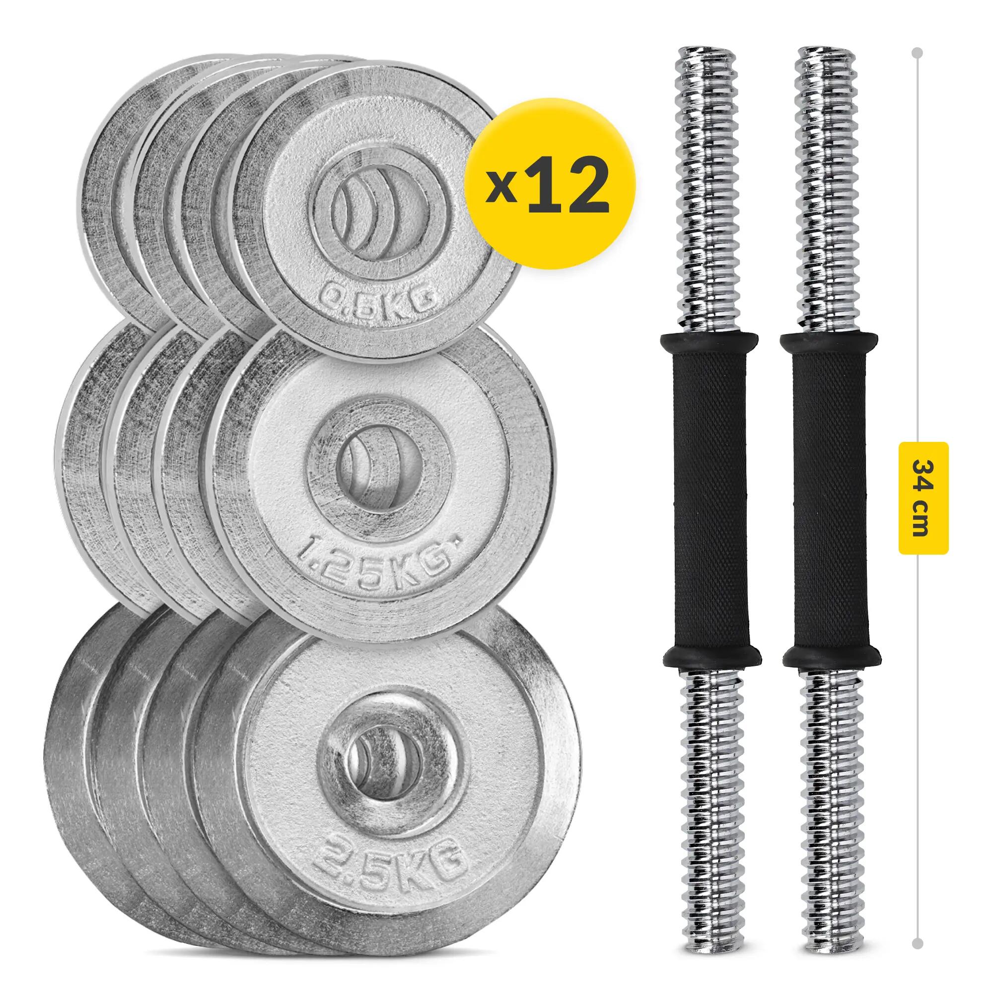 Stalen Dumbbellset Krachttraining 4FIZJO Koffer Antislip Full Body 20kg 3/13