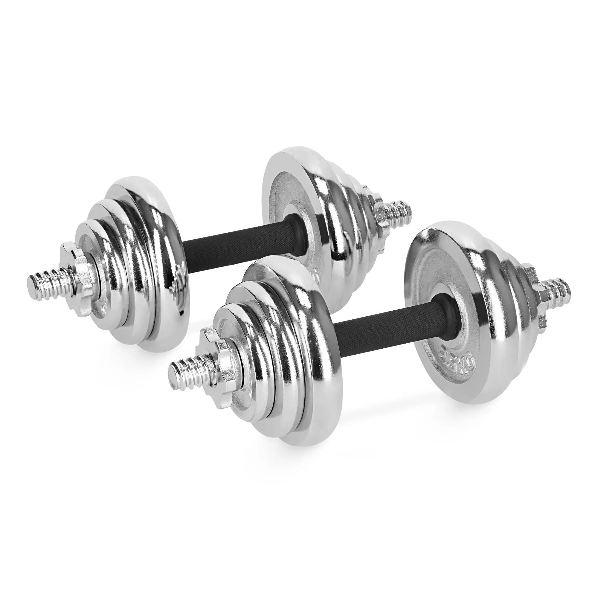 Stalen Dumbbellset Krachttraining 4FIZJO Koffer Antislip Full Body 20kg 13/13