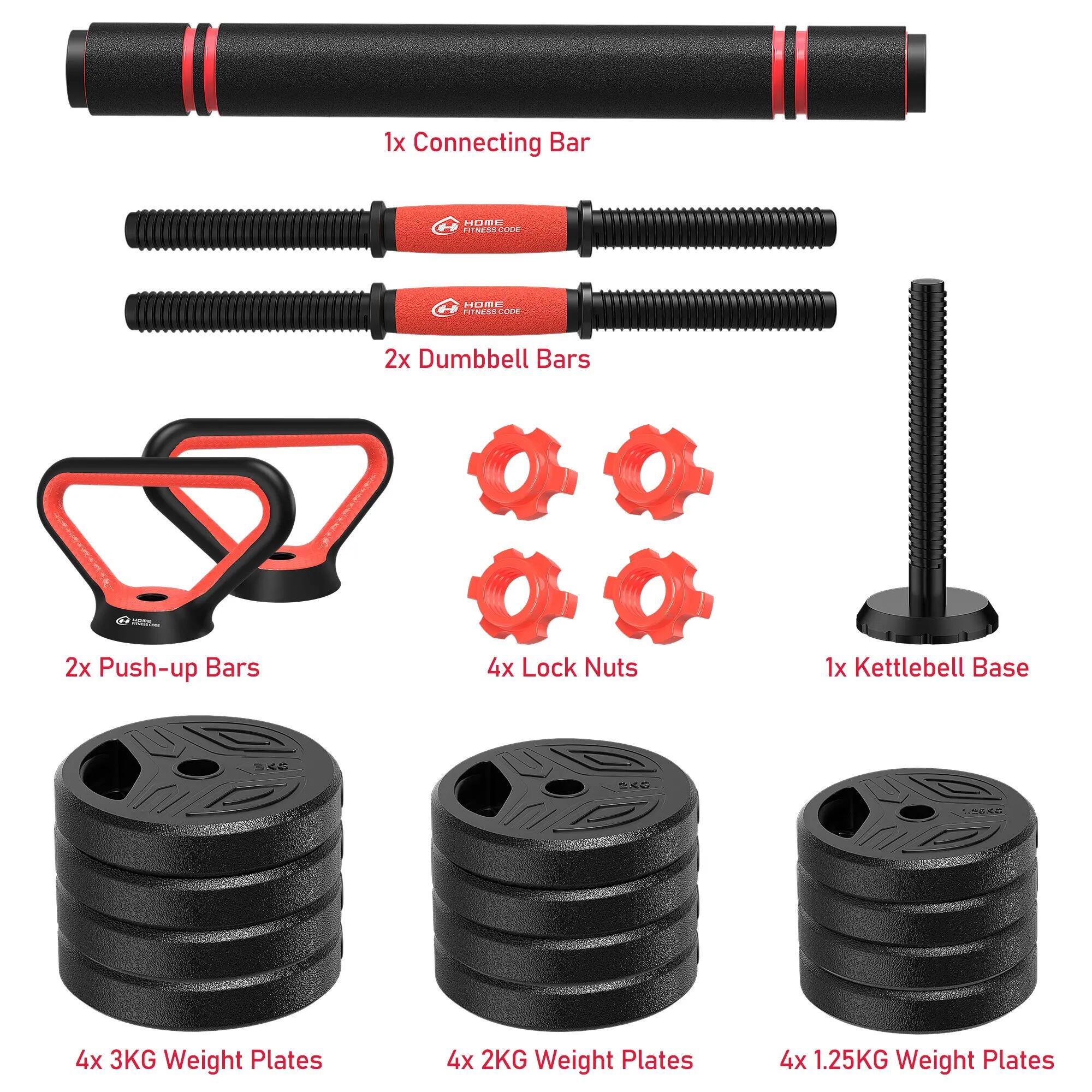 Fitness Set Manubri Multifunzione 4-In-1 Regolabile 25kg 3/4