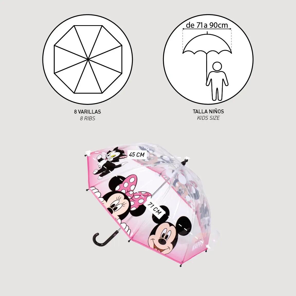 Paraguas Minnie Mouse Friends Make Me Happy Transparente Niña 5/7