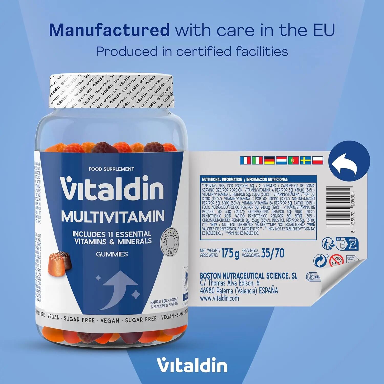 Gominolas de Multivitaminas sin Azúcar para adultos 8/12