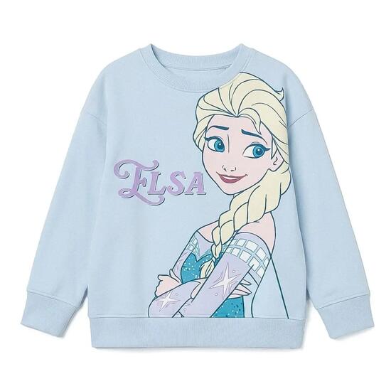 Sweat-shirt enfant Elsa de La Reine des Neiges en coton éponge bleu clair