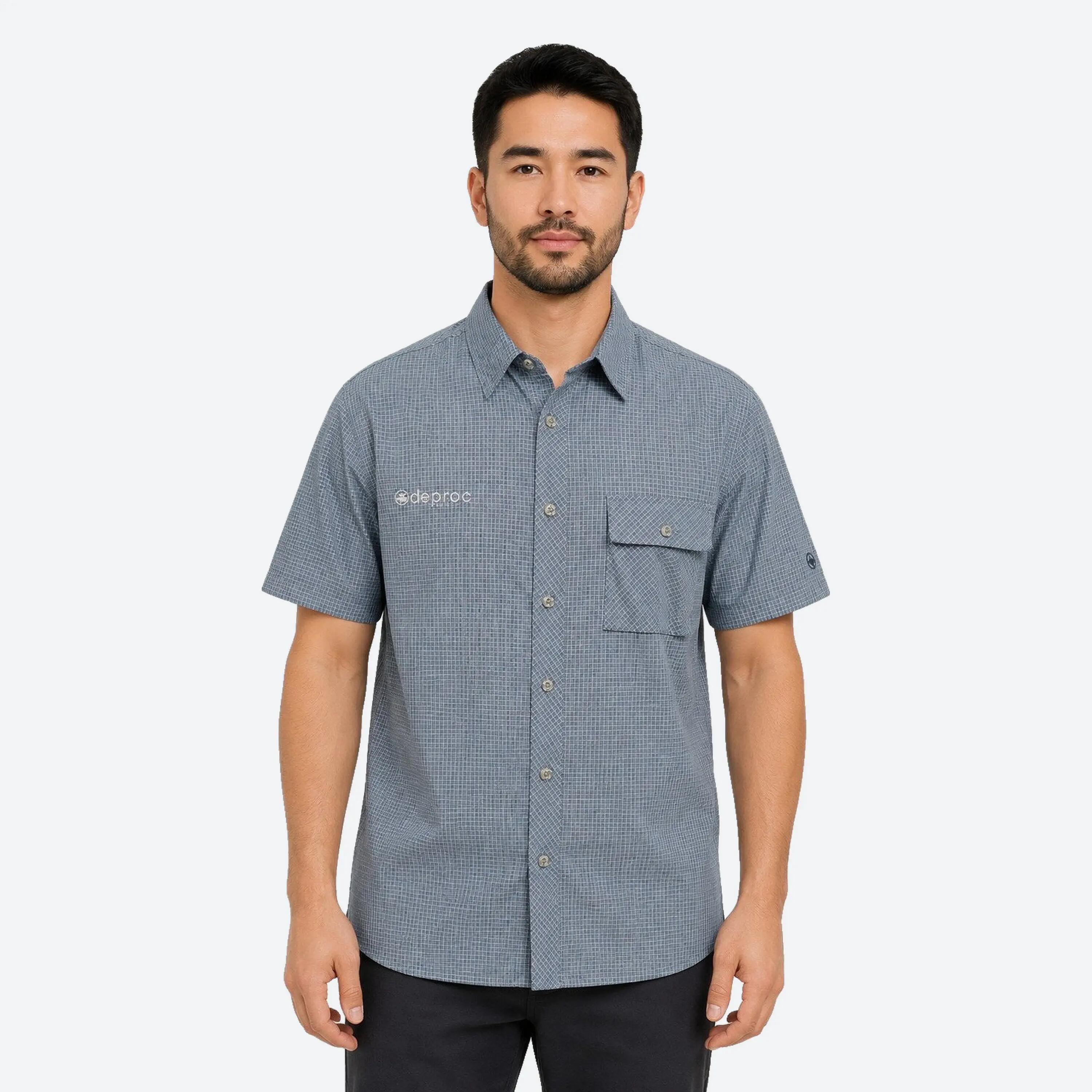 Herren - outdoor - hemd - leicht, uv 30+ - blau kariert 1/9