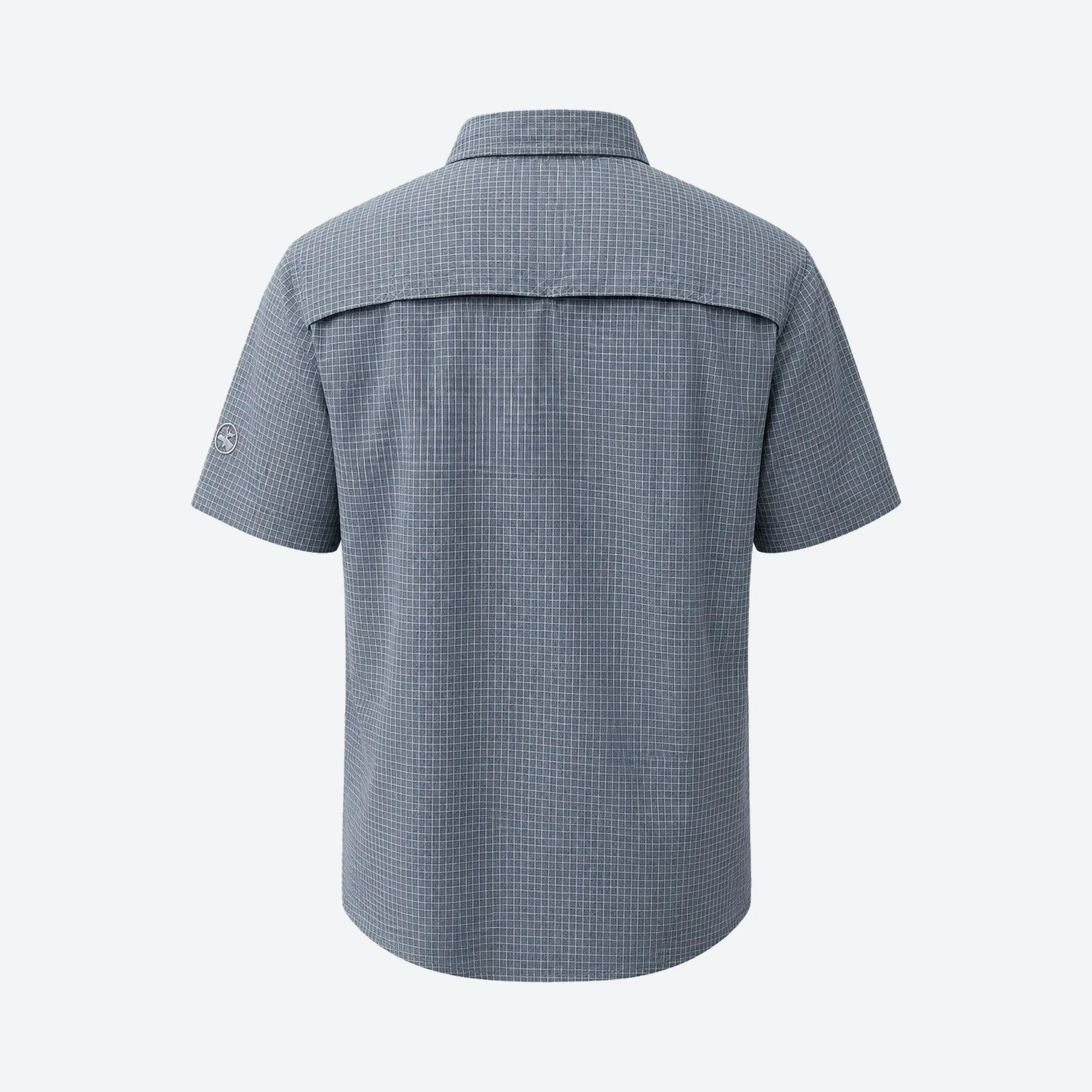 Herren - outdoor - hemd - leicht, uv 30+ - blau kariert 7/9