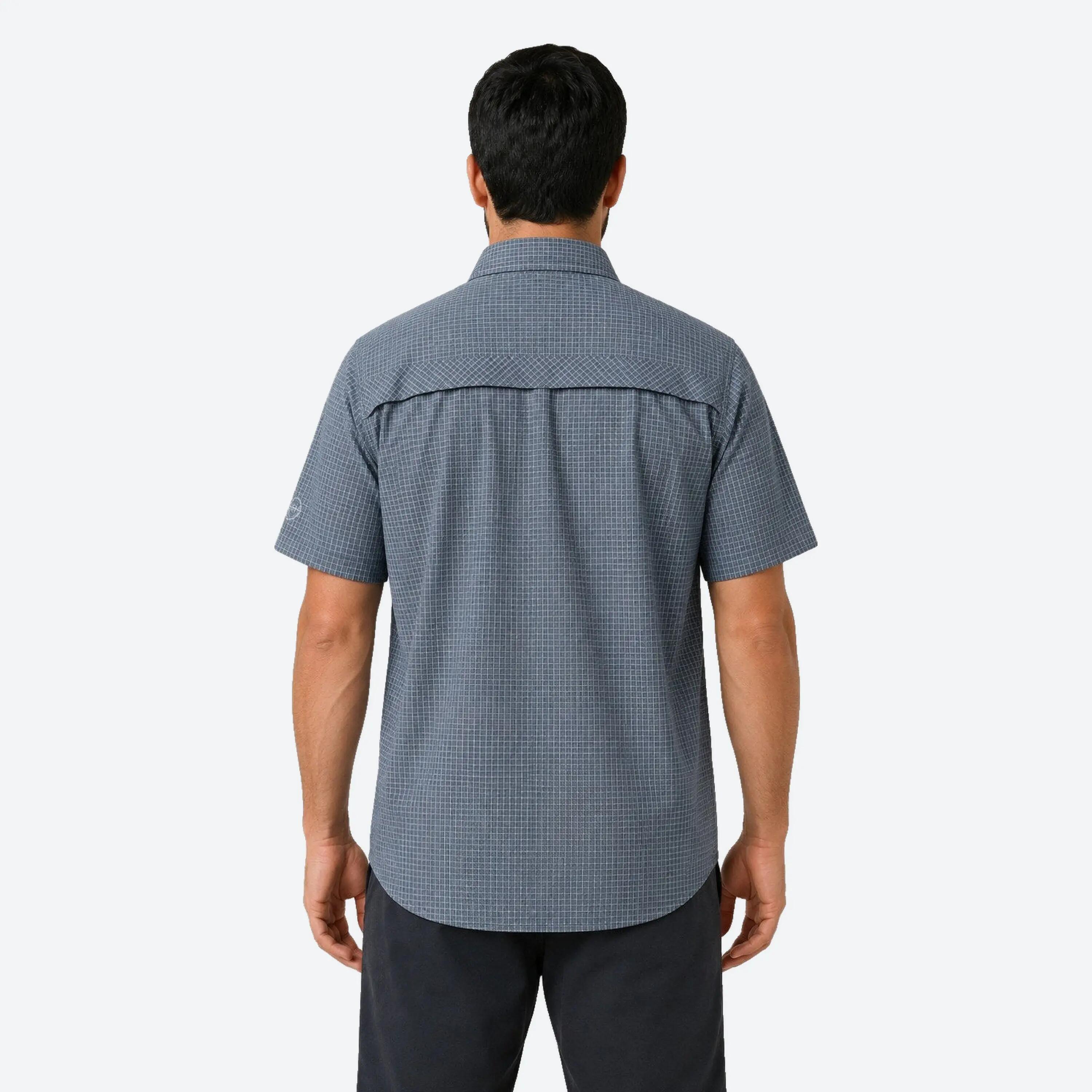 Herren - outdoor - hemd - leicht, uv 30+ - blau kariert 3/9