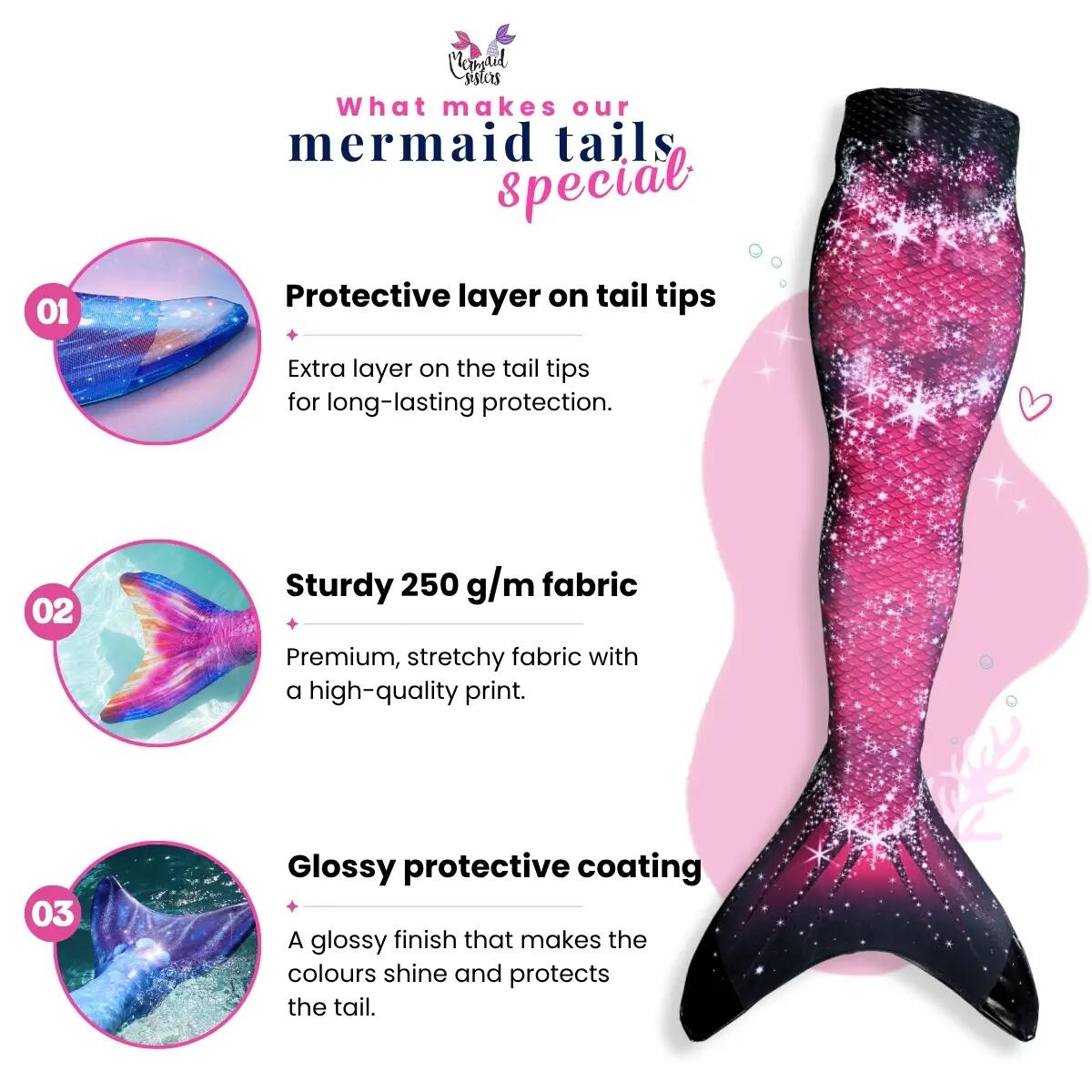 Zeemeerminstaart Set Pink Passion Monovin & Bikini Zwemkleding 3/7