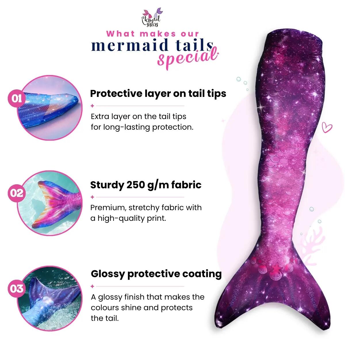 Zeemeerminstaart Set Paars Monovin & Bikini Zwemkleding voor meisjes 3/7