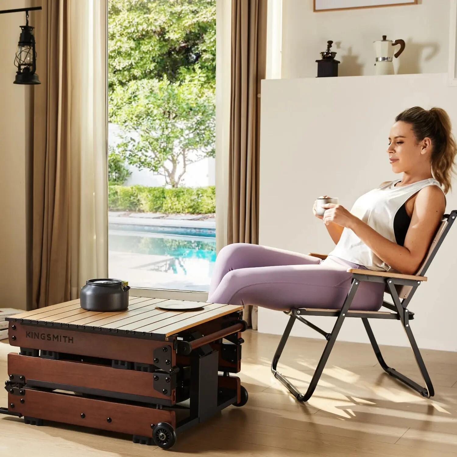 Rameur à eau pliable en bois avec plateau table WR3L 10/14