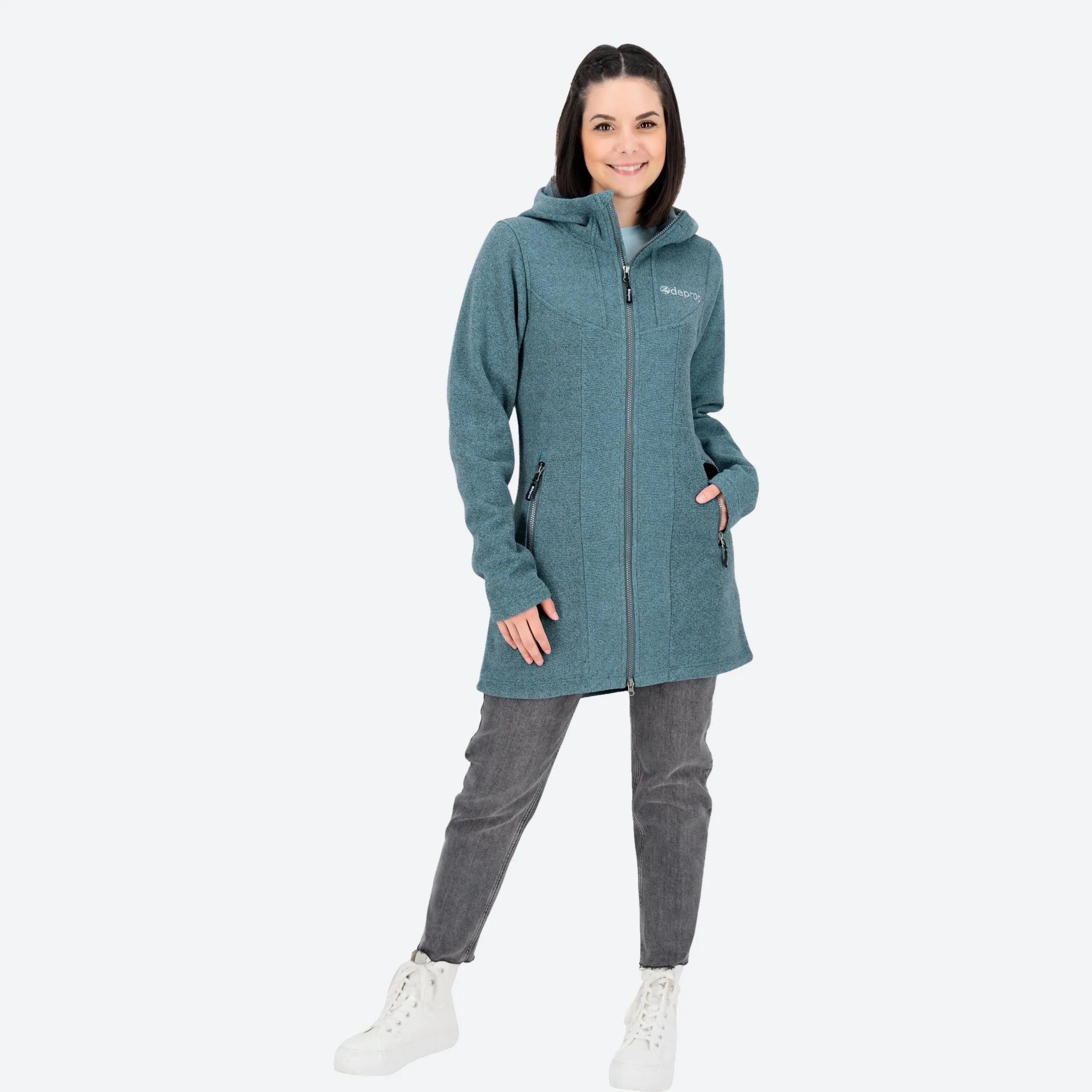 Femme - Manteau tricot polaire - avec capuche, aspect chiné - GLORY APRIL 4/5