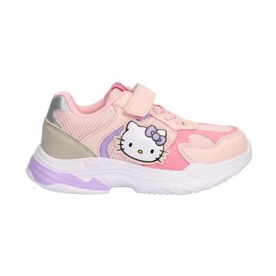 Hoge canvas kindersneakers hello kitty veters en rits roze