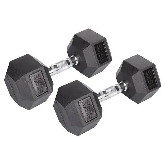 Pogumovaná jednoruční činka Merco Hex, 22,5 kg 2/4