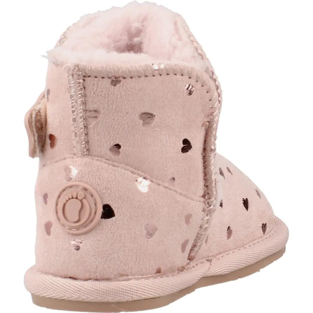 Botas Australianas de Bebé Barefoot con Estampado de Corazones en Rosa Claro 3/5
