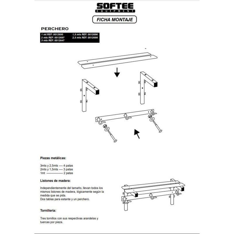 PERCHERO CON ESTANTE SUPERIOR 2MT