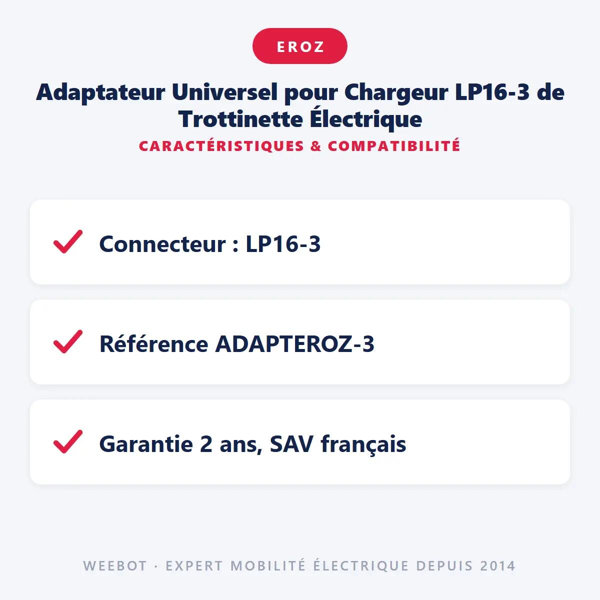 Adaptateur Universel pour Chargeur LP16-3 de Trottinette Électrique 5/6