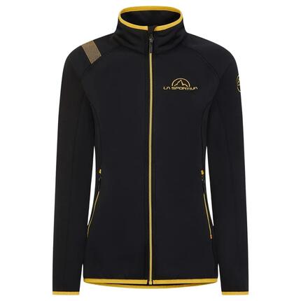 Polaire femme La Sportiva zippée noire/jaune, regular 100% polyester