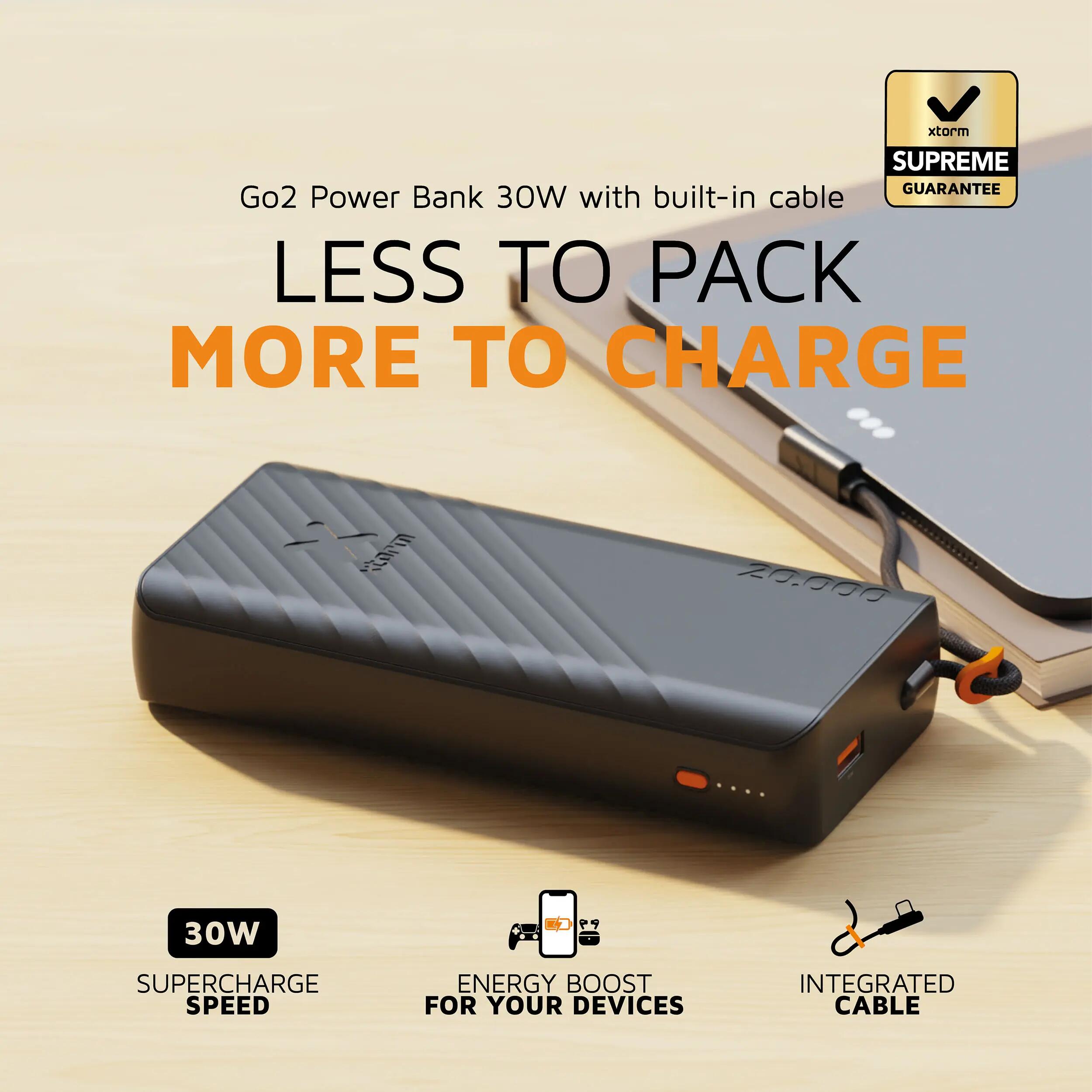Xtorm Go2 Evolution Powerbank - 20.000 mAh - Ingebouwde Kabel 2/6