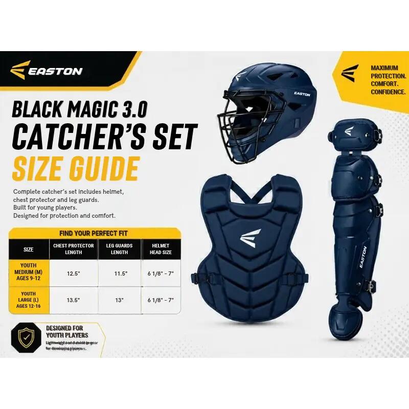 Easton BKMG3KITY Black Magic 3.0 Youth Catcher's Set L Black 5/5