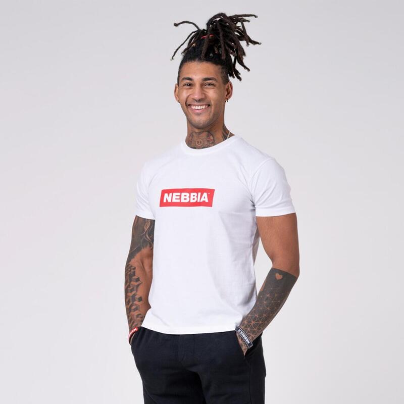 Koszulka fitness męska Nebbia Basic Biała